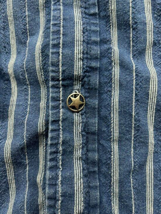 VTG Wah Maker Striped Men's Button-Up Shirt XXLT Made In USA Blue & White Wester - Picture 4 of 5